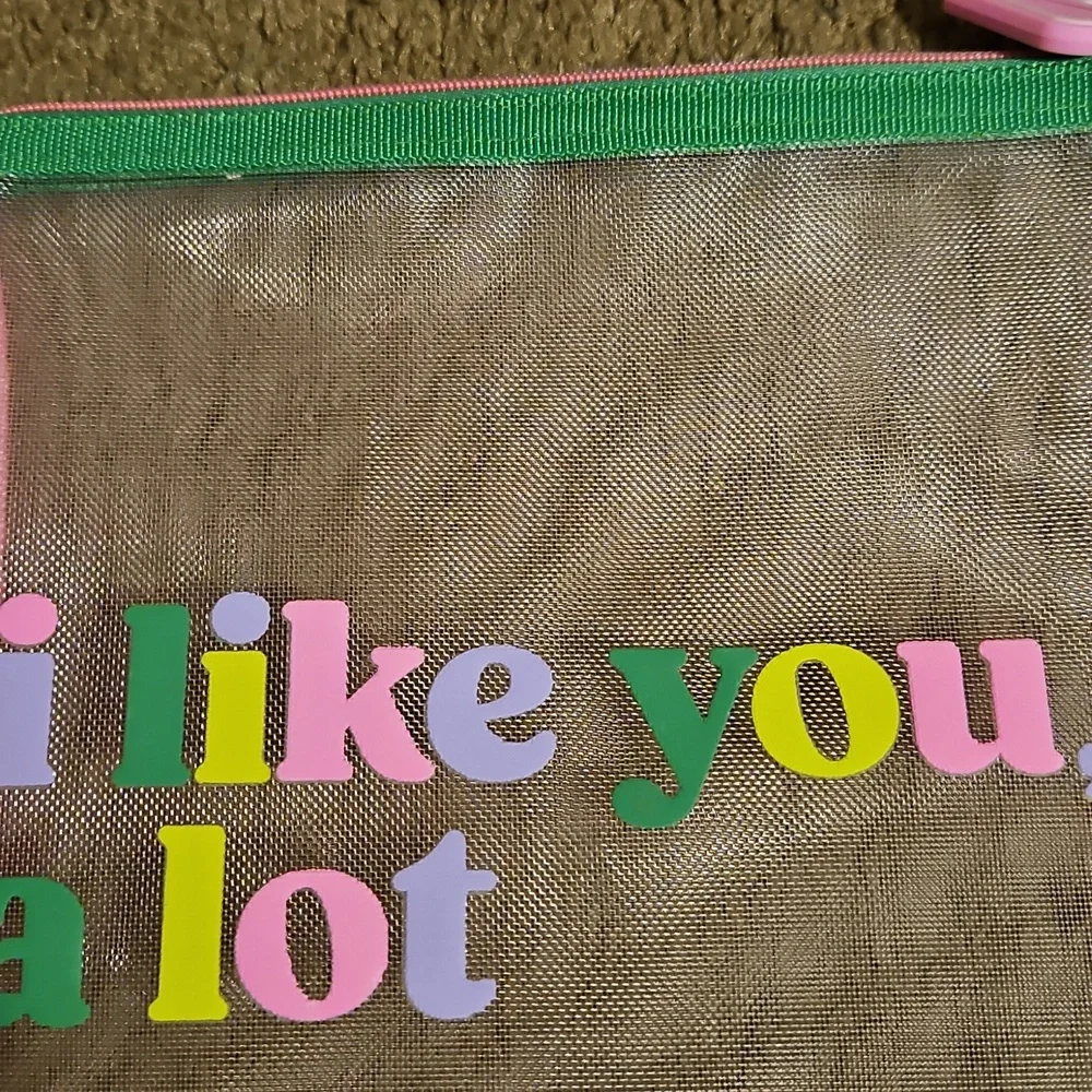 Colorful Mesh Pouch with Fun Text - Picture 2 of 2